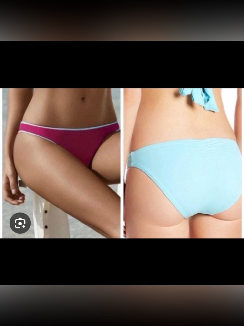 NWT PILYQ Dreamy Blue/Magenta Reversible Basic Full Bikini Bottoms, Sizes S&M.